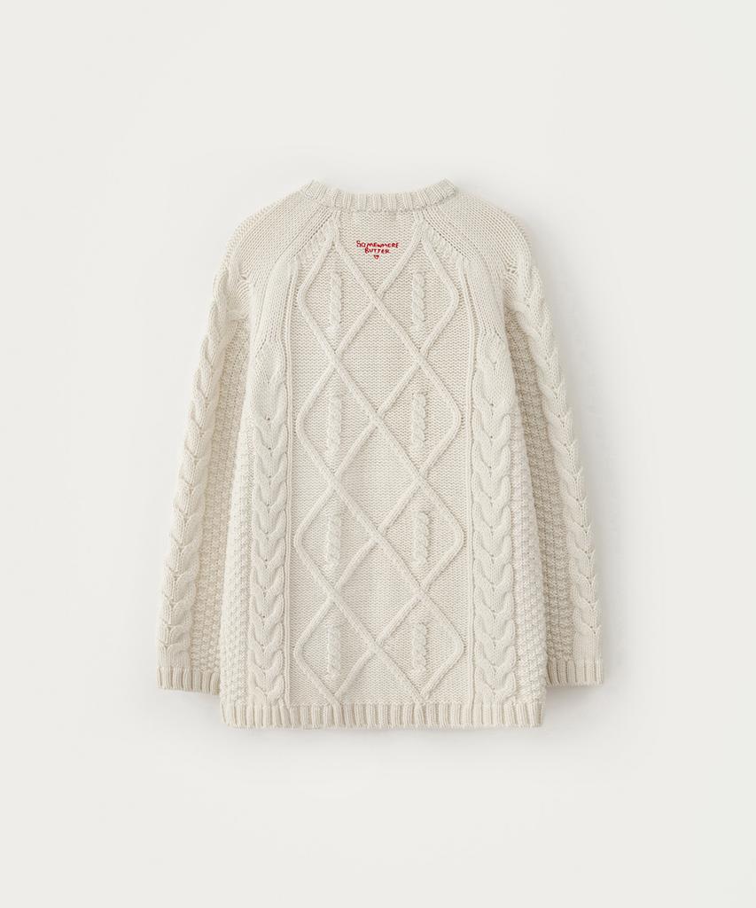 Sseomweeobeoteo Posy Cable Wool Knit - Ivory