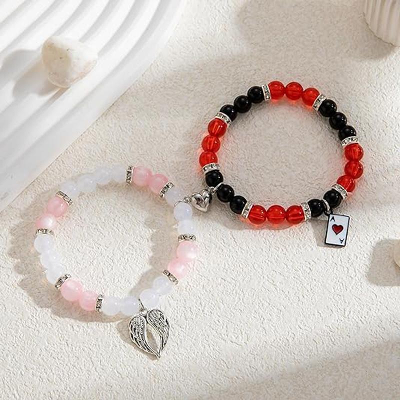 Hazbin Angle Bracelets Anime Merch Cosplay Heart Matching Bracelets Gifts for Women Men with You are Loser Baby Card