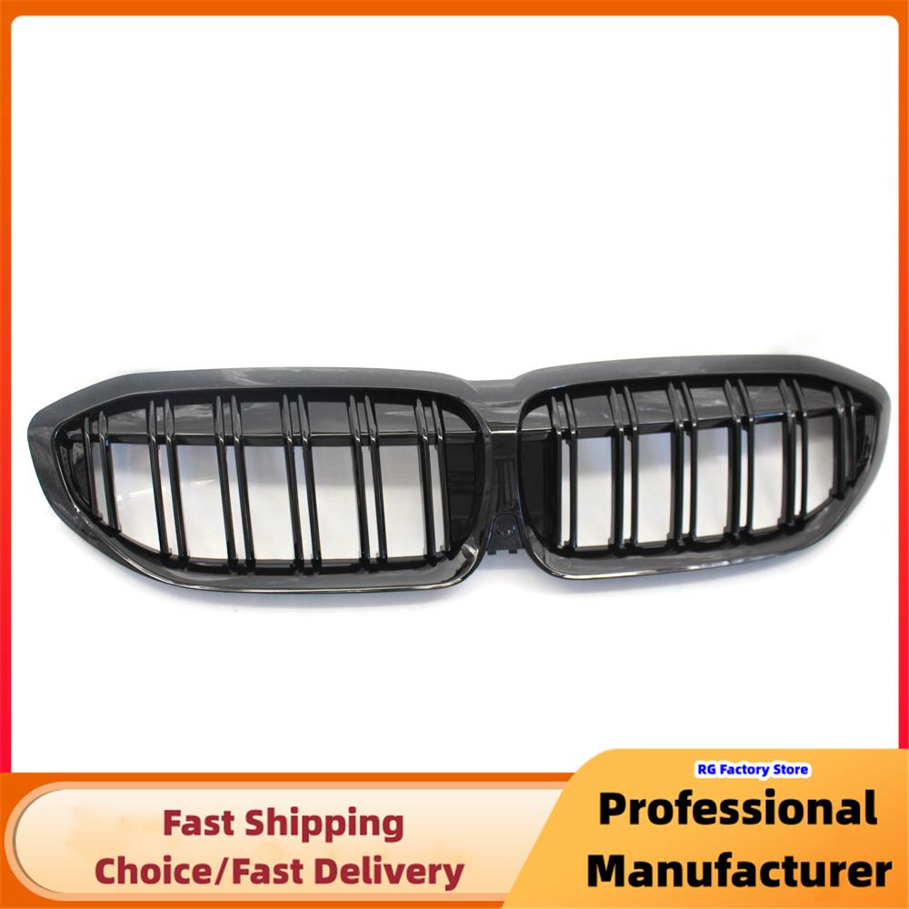 Car Front Bumper Kidney Racing Grille For BMW G20 G21 3-Series 330i 2019 -2025 Double Slat Sport Grill Cover
