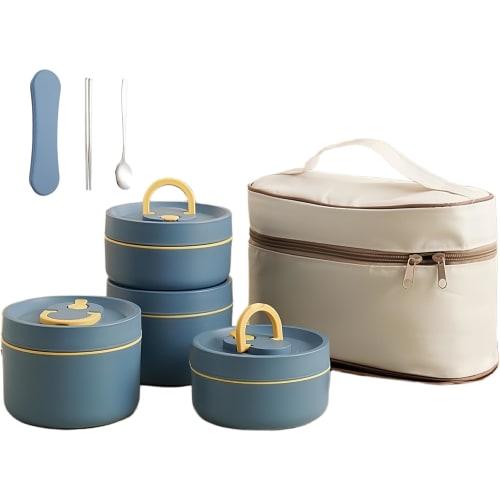 GOHEPLOD Stainless Steel Insulated Lunch Box, 5-Hour Insulation, Vacuum Insulated Soup Jar, Large Capacity, Soup Lunch Set, Stainless Steel Lunch Jar