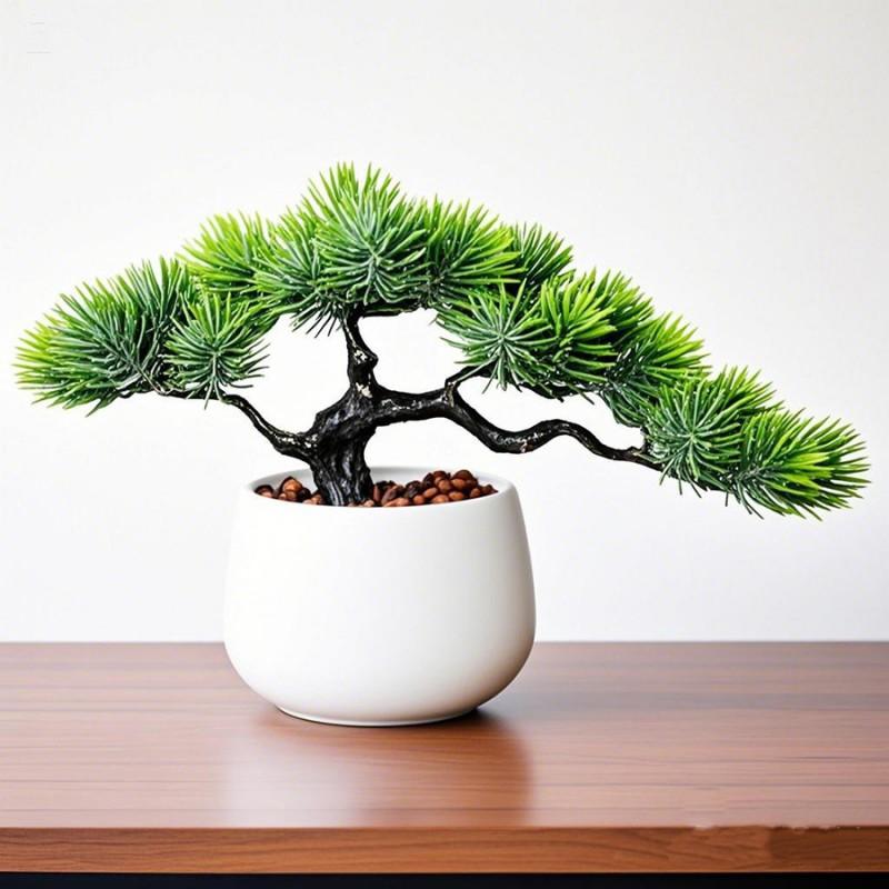 Artificial Pine Plant Bonsai Decor Indoor Desk Home Office Tabletop Decoration Plastic Miniature Greenery