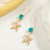 Holiday beach wind turquoise alloy starfish pendant women's earrings suitable for holiday parties, versatile for daily use