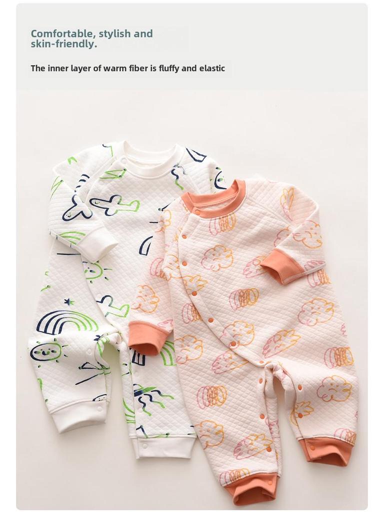 Newborn Baby Autumn and Winter Pajamas: Padded Romper and Crawling Clothes