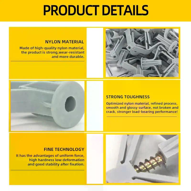 100pcs Comprehensive Drywall Anchor Set, Hollow Wall Plugs, Butterly Expansion Tubes, and Screws