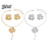 Dress Matching Jewelry 2Pcs/Set Women Necklace Earrings Set Hollow Flower