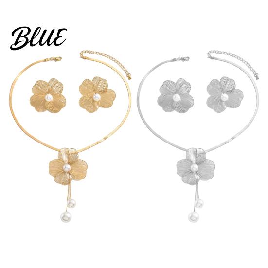 Dress Matching Jewelry 2Pcs/Set Women Necklace Earrings Set Hollow Flower