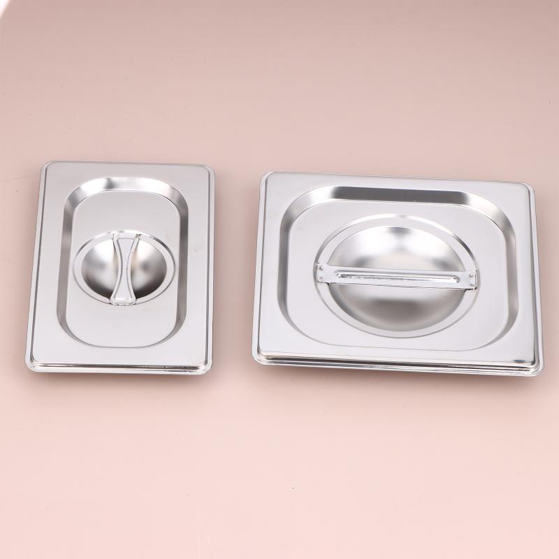Stainless Steel 1/9 1/6 1/4 1/3 1/2 1/1 Food Pan Lid Steam Table Pan Covers Notched Lids With Handle Lock Heat