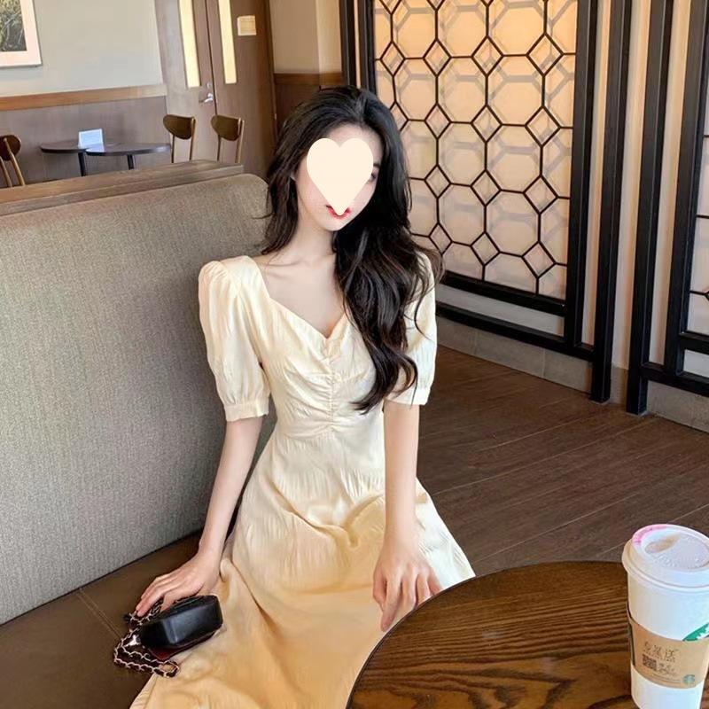 Platycodon First Love Sweet Little Man Bubble Sleeve Backless New Dress Women's Summer Dress
