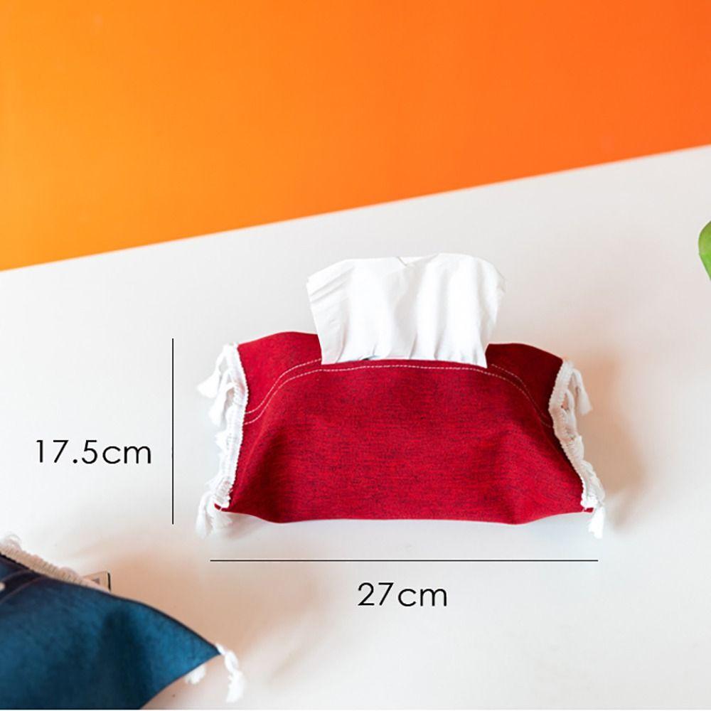 Fabric Tissue Box Solid Color Napkin Holder Tissue Dispenser Paper Towel Stoarge Bag Household/Hotels Tissue Box With Tassels