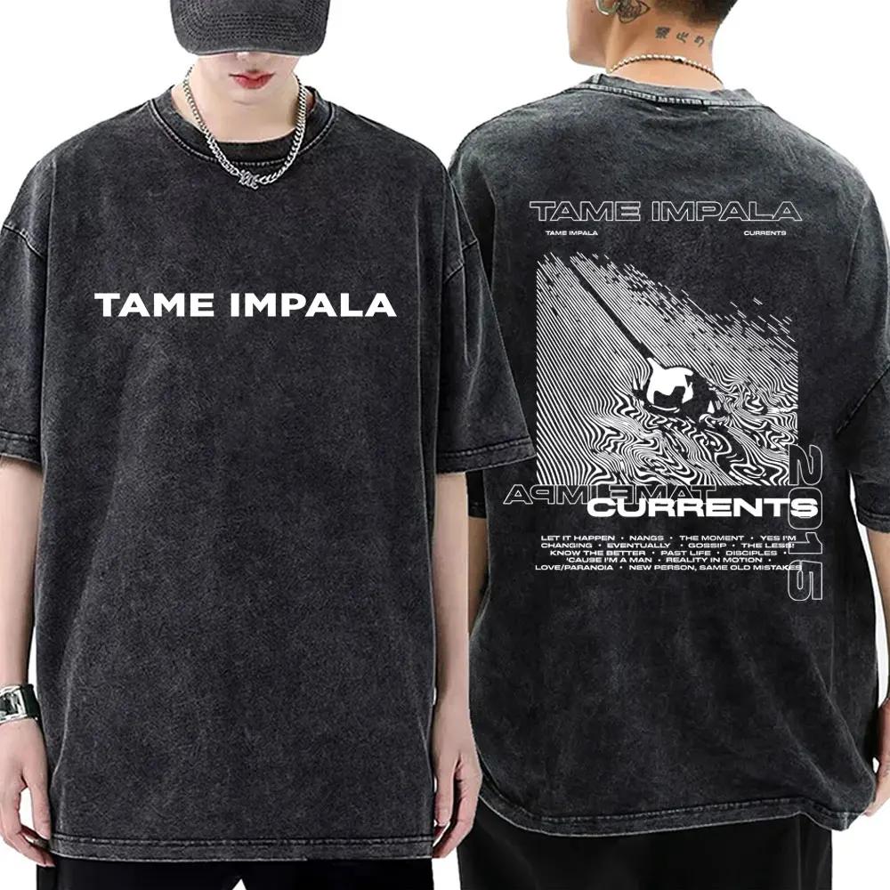 Limited Washed Vintage Rock Band Tame Impala Deadbeat Graphic Tshirt Unisex Women Casual Oversized T Shirts Unisex Retro Streetwear
