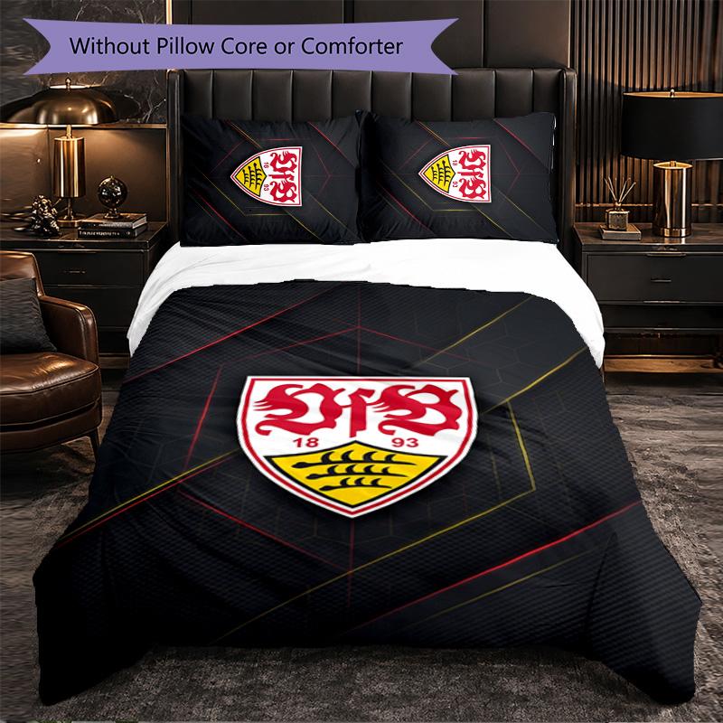 Biancheria da letto a tema VfB Stuttgart Set 3 Pezzi Copripiumino Biancheria da letto Decorativa per Camera Adolescenti Decorazione Casa