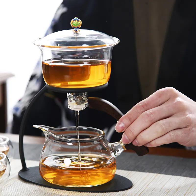 Japanese Creative Transparent Glass Covered Bowl Tea Set Full Semi-automatic Kung Fu Tea Set Tea