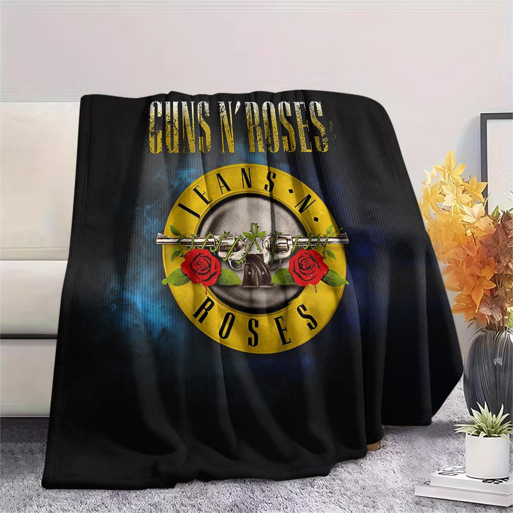Guns N' Roses,pattern Flannel Blanket, High quality Comfortable for All Seasons, Home Decor, Warmth and Comfort, Perfect for Gifts.