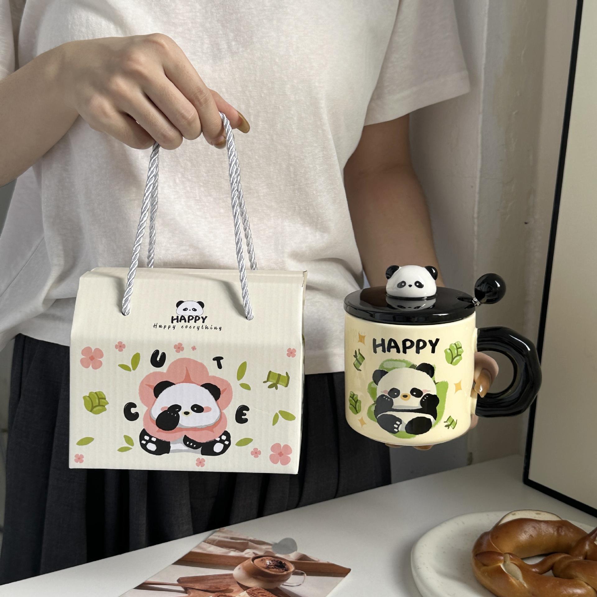 

Мультяшная креативная чашка с пандой, подарок на день рождения для девочек, кружка для дома с крышкой, дорогой сувенир для пары 400