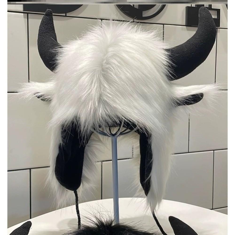 Solid Color Demon Ear Protection Hat Fur Trim Winter Pullover Cap Fashion Lei Feng Cap Riding