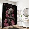 1Pc Halloween Skeleton Flower Print Waterproof Shower Curtain Privacy Hanging Curtain 12 Hook Multiple Sizes Machine Washable
