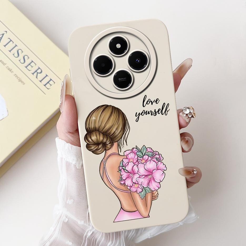 Für Xiaomi Redmi 14C Hülle Stylische Sonnenblume Hübsche Mädchen Rückabdeckung Weiche TPU Handyhülle Für Xiaomi Poco C75 C 75 Redmi14C Fundas
