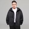 Men Winter Coat Plush Zipper Hooded Solid Color Soft Cold-proof Thicken Plus Size Autumn Coat for Outdoor