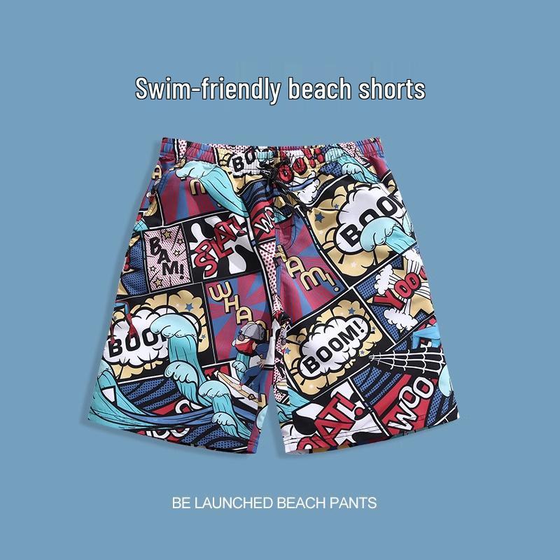 

Men s Quick-Dry Loose Beach Swim Shorts - Plus Size, 5-Point Style for Seaside Vacations L