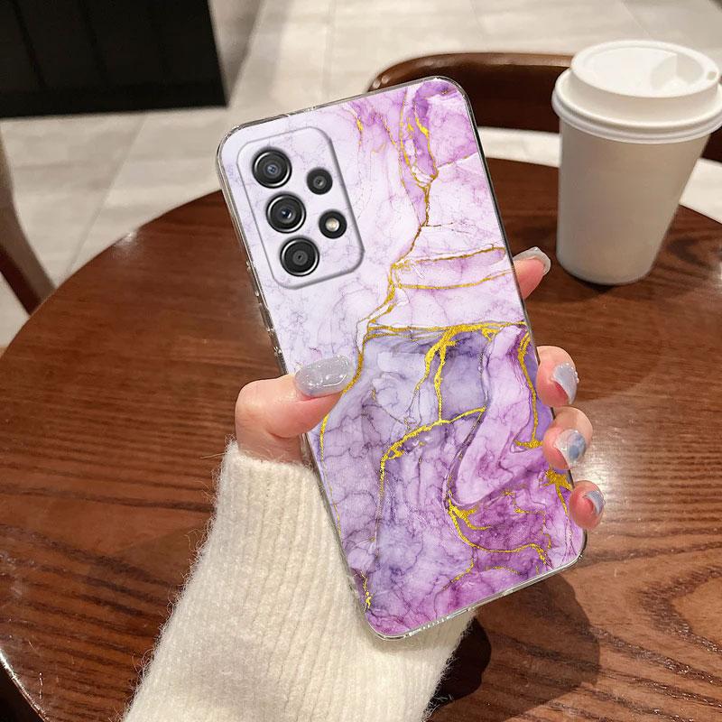 Watercolor Abstract Marble Pattern Clear Phone Case For Samsung Galaxy A56 A57 A37 A55 A54 A36 A35 A26 A16 A17 A07 A52 A34 Cover