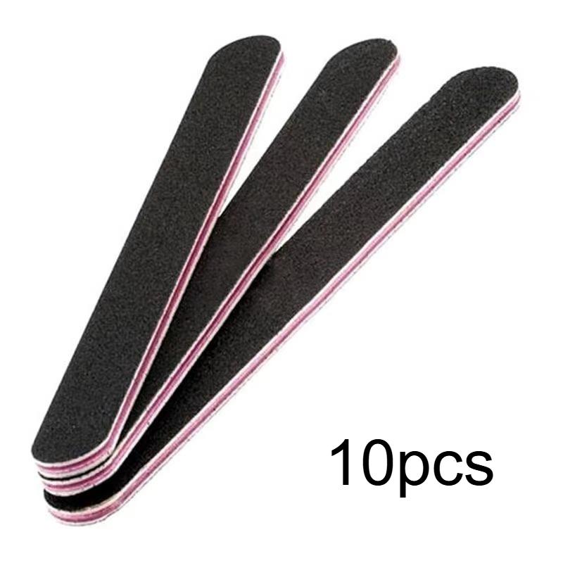 10pcs Professional Double-Sided Nail File Set | 100/180 Grit Black Sanding Blocks,Washable,Suitable for Natural & Acrylic Nails