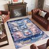 Teddy Bear Theme Crystal Velvet Rug Personalized Custom Name Text Soft Floor Mat Home Decor