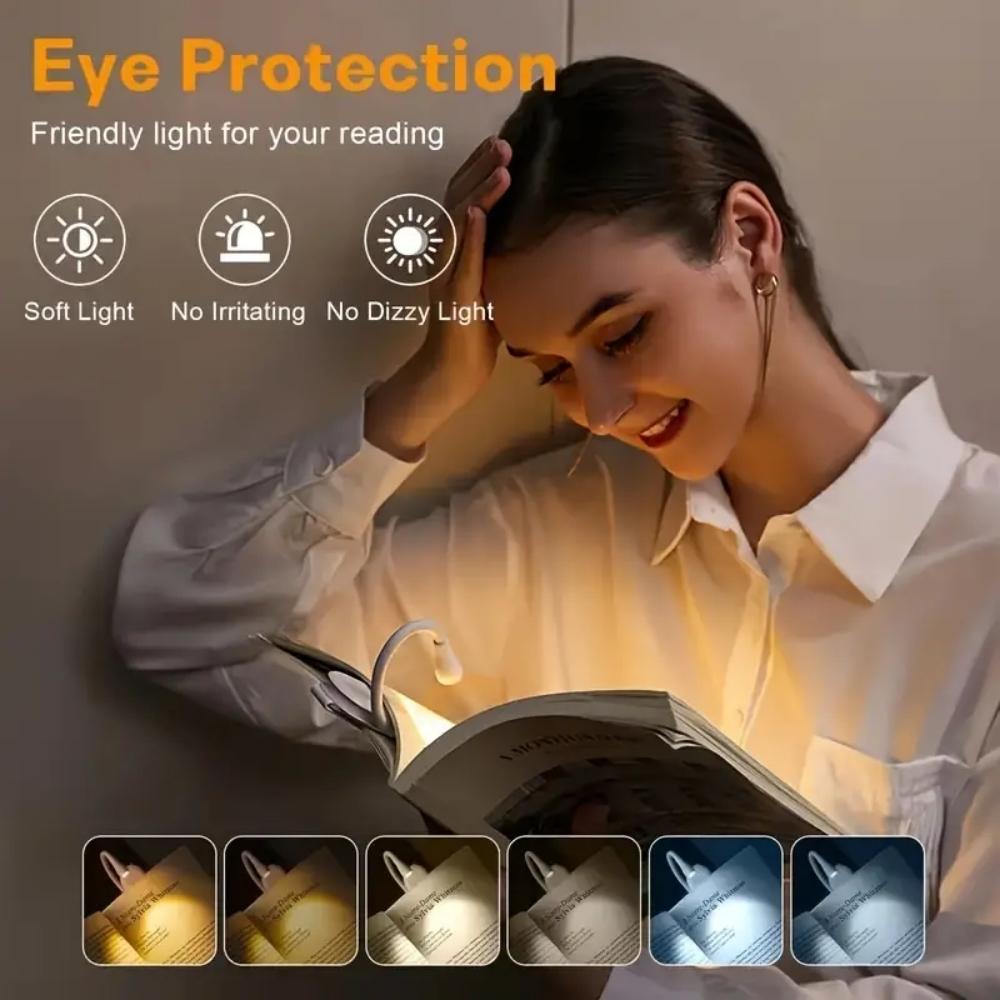 Portable LED Book Lamp USB Rechargeable Eye Protection Night Light Mini 360°Clip-On Desk Reading Lamp Travel Bedroom Night Light