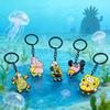 Kawaii SpongeBob Cartoon Keychains Keyholder Pendant Charms for Men Women Bag Trinket Car Keys Fashionable Accessory