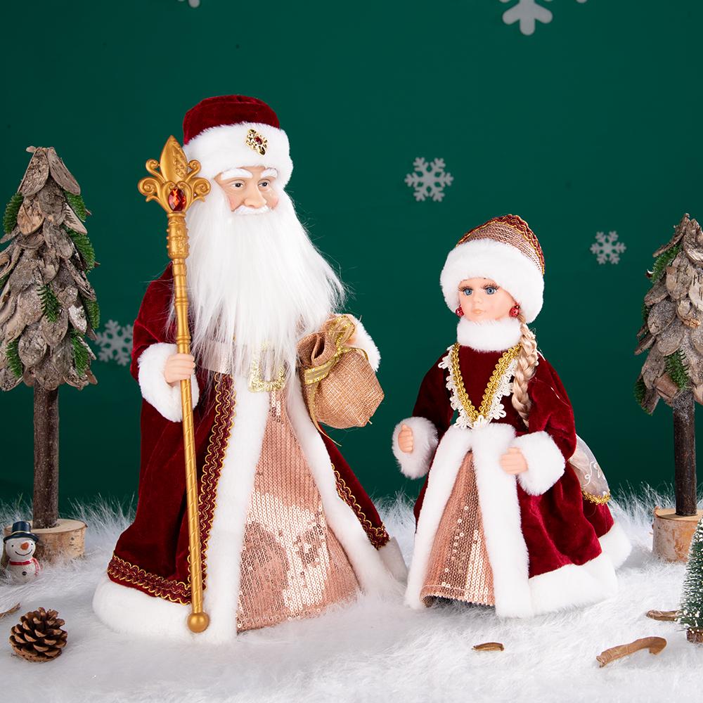 30/40cm Santa Claus Decoration Christmas Tree Ornaments Santa Claus Doll Grandpa and Grandma New Year Home Decoration Happy NewYear