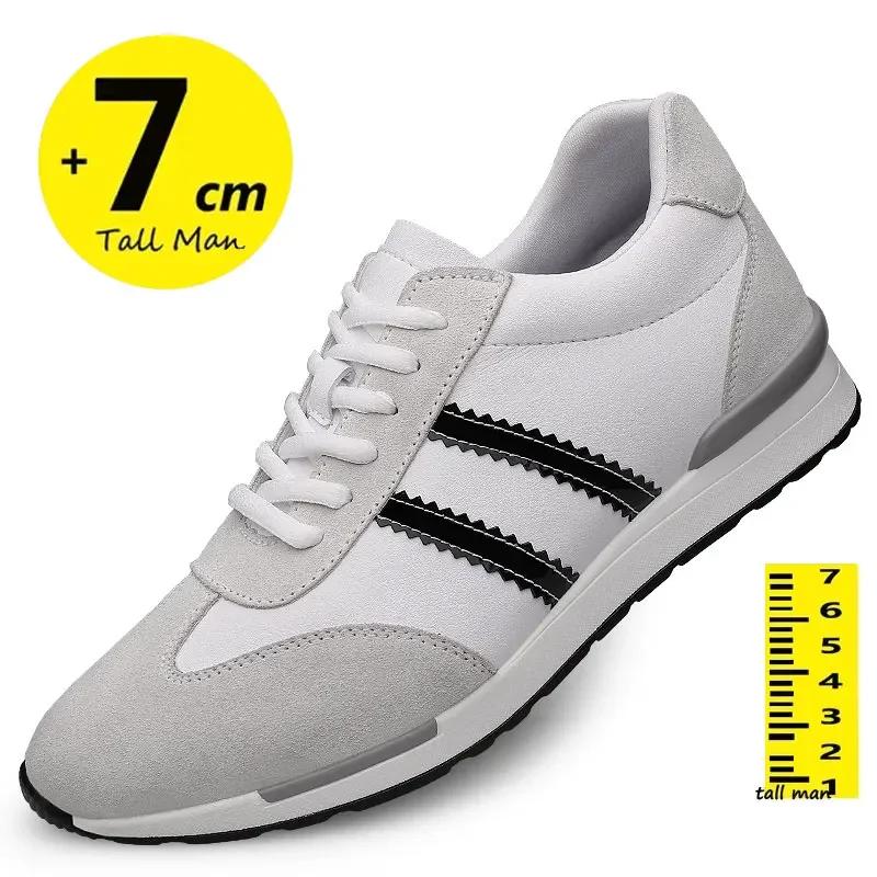 Mode Atmungsaktive Herren Schuhe mit Höhenerhöhung Elevator Sneaker Einlegesohle 7cm weiß schwarz Schuhe für größere Männer Freizeitschuhe Sport Luxus