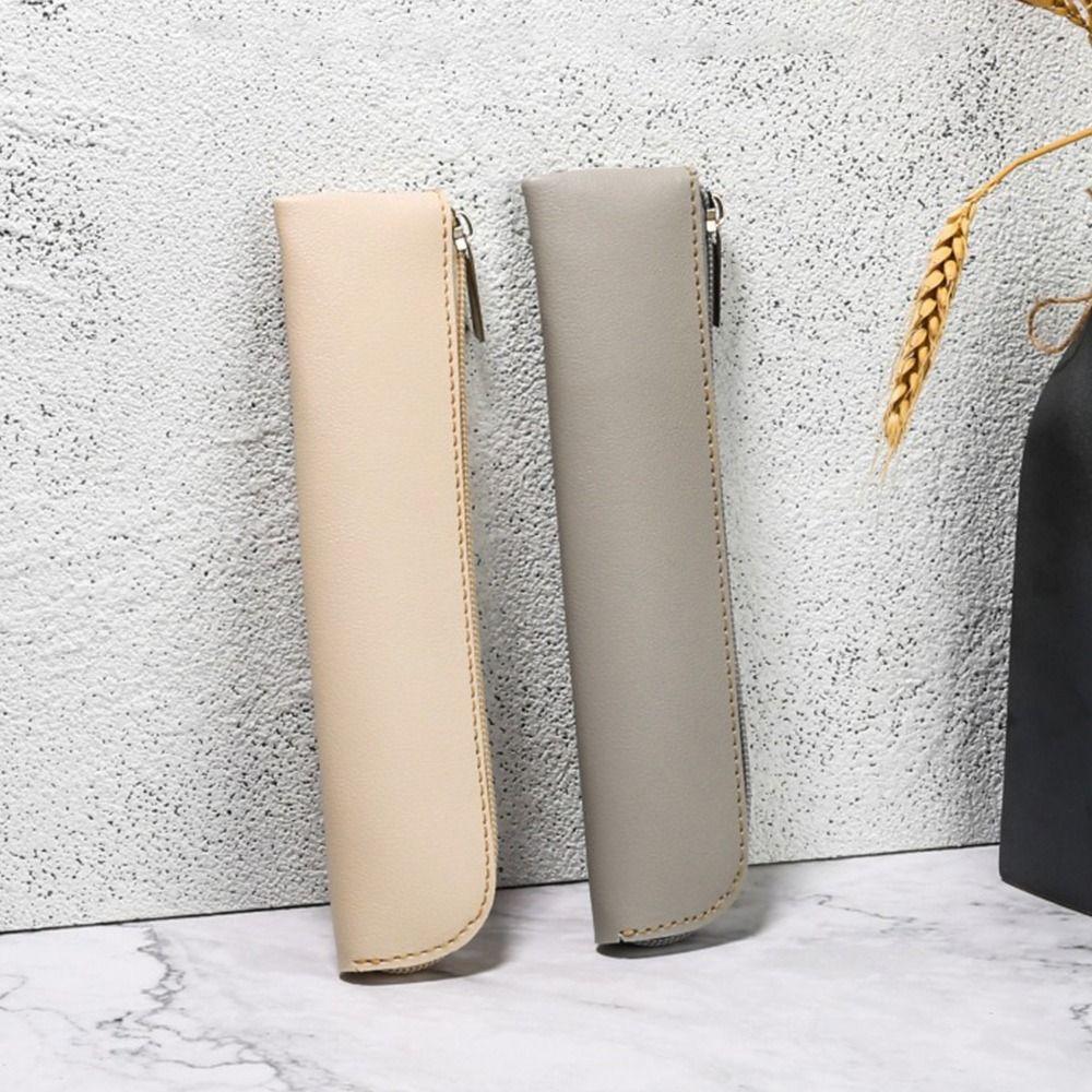 Large Capacity PU Pencil Bags PU Leather Pen Bags Lightweight Pen Holder  Office Supplies