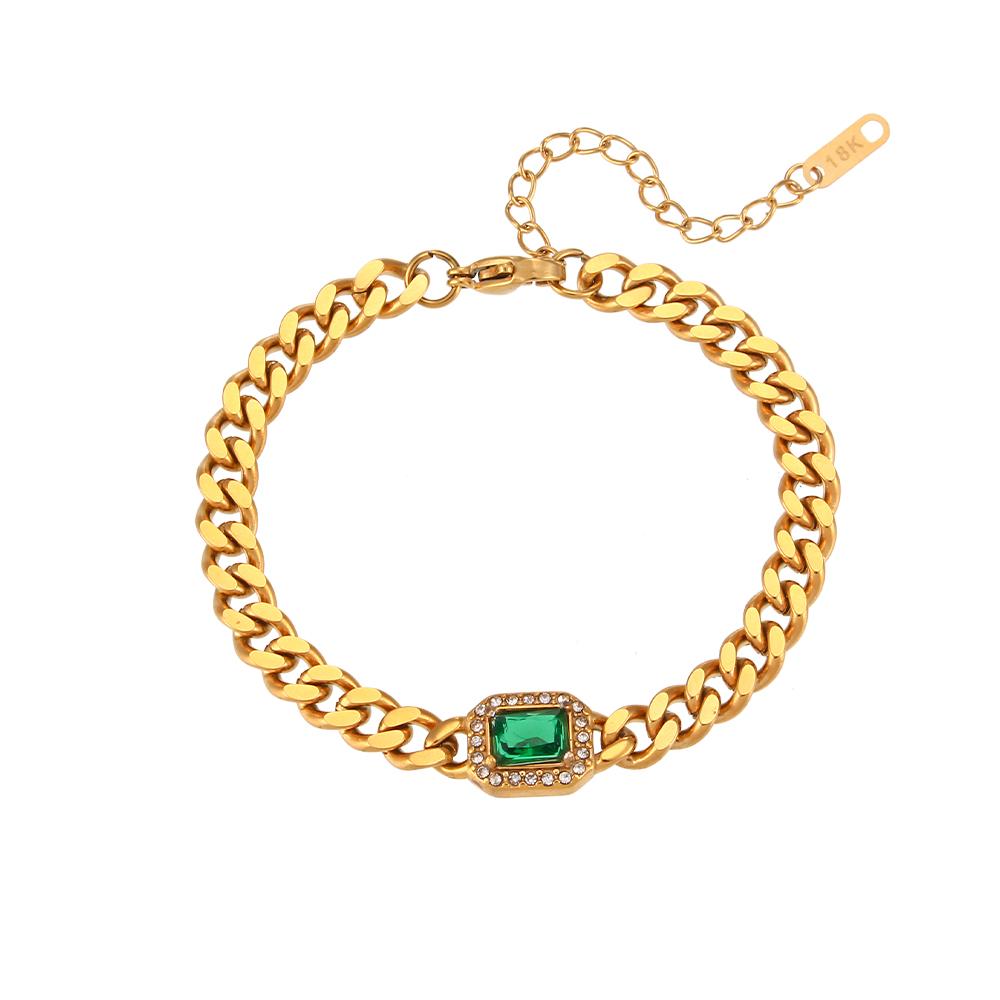 

MamacitaSlay High Quality Gold Plated Cuban Chain AAA Zircon Necklaces Bracelets Stainless Steel Waterproof Jewelry for Women