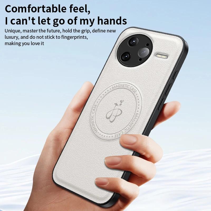 Wireless Charging Magnetic Case for Xiaomi Poco F7 Pro / F7 Ultra Protective Cover PU Leather Hard Back Shell Coque