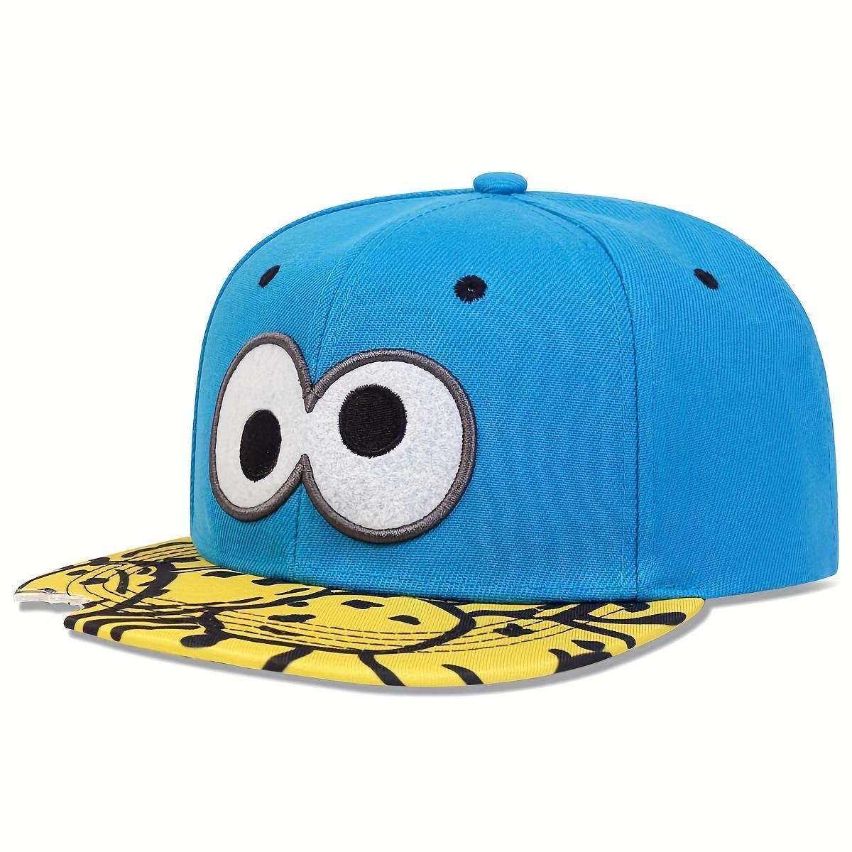 

Cartoon Big Eyes Cookie Bite Blue Snapback Hat Adults Outdoor Travel Adjustable Sun Baseball Sports cap Sunscreen Hat Adjustable