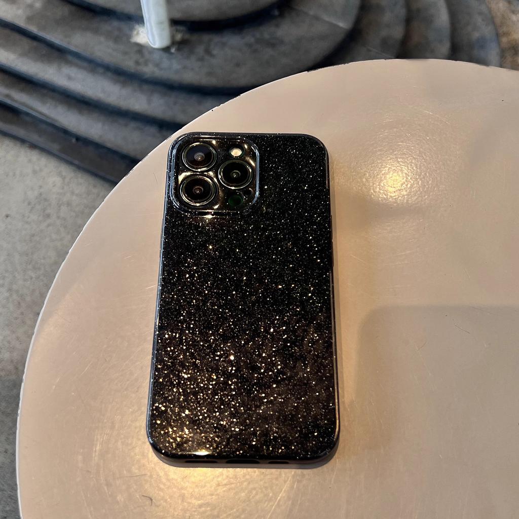 Schwarzer Glitzerpuder Kristall Apfel 16 Handyhülle 15promax Vollständig umschließend IPhone 14 Einfarbig 13 Geeignet für Fortgeschrittene Weich