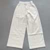 Women's Grey Retro Patchwork Wide-Leg Cotton Pants - Casual, Loose Fit