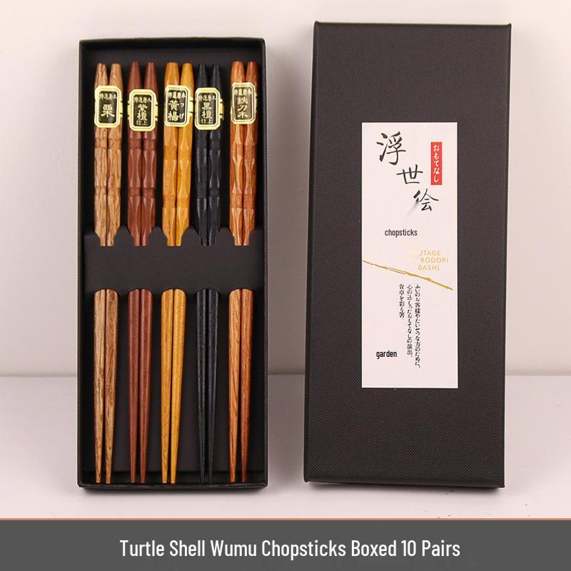 5-Pair Japanese Non-slip Bamboo & Wooden Chopsticks Gift Set