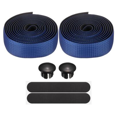 Uxcell Bicycle Handlebar PU EVA Carbon Fiber Soft Bicycle Bar Tape with End Plugs for Road Cycling and Folding Improved Blue Tape, Bikes, Grip,