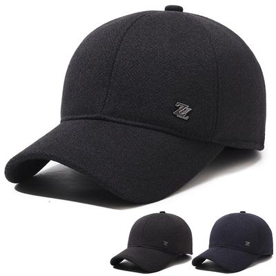 Men's Autumn Winter Woolen Baseball Cap Middle-Aged and Elderly Warm Cap Dad Ear Protection Cap