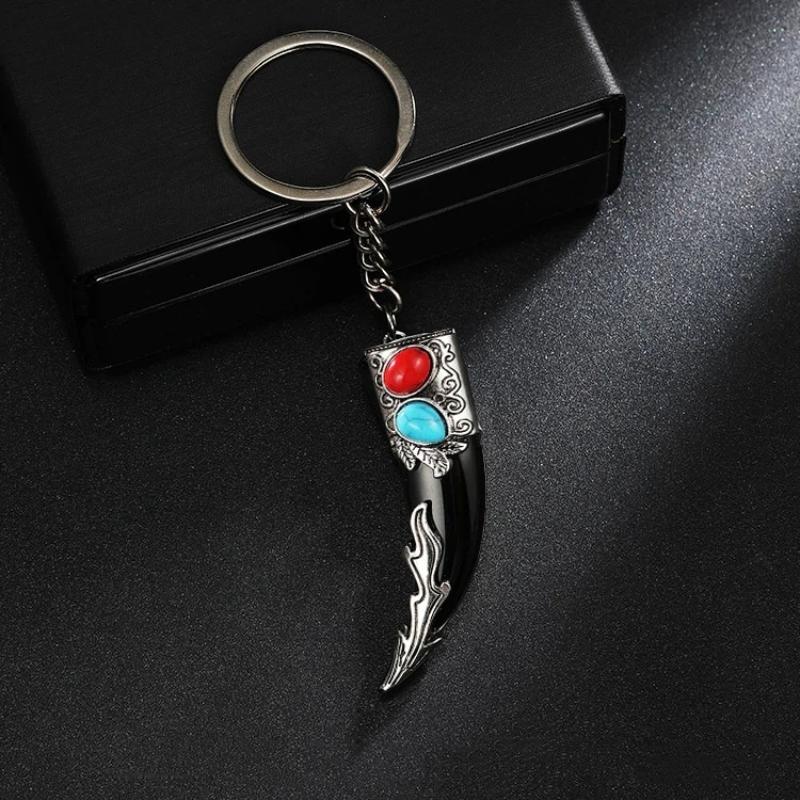 Trendy Wolf Teeth Shaped Pendant Keychain Cool Charm Decorative Accessory For Backpacks Haning Punk Jewelry Gift