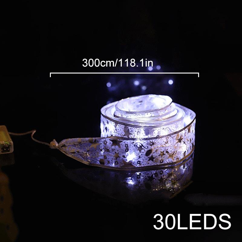 30LED Battery Powered DIY Ribbon Lights 300CM Fairy Light Xmas Decor String Light Tree Ornaments Christmas