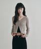 LOEIL Slim Button Ribbed Knit Cardigan - Beige