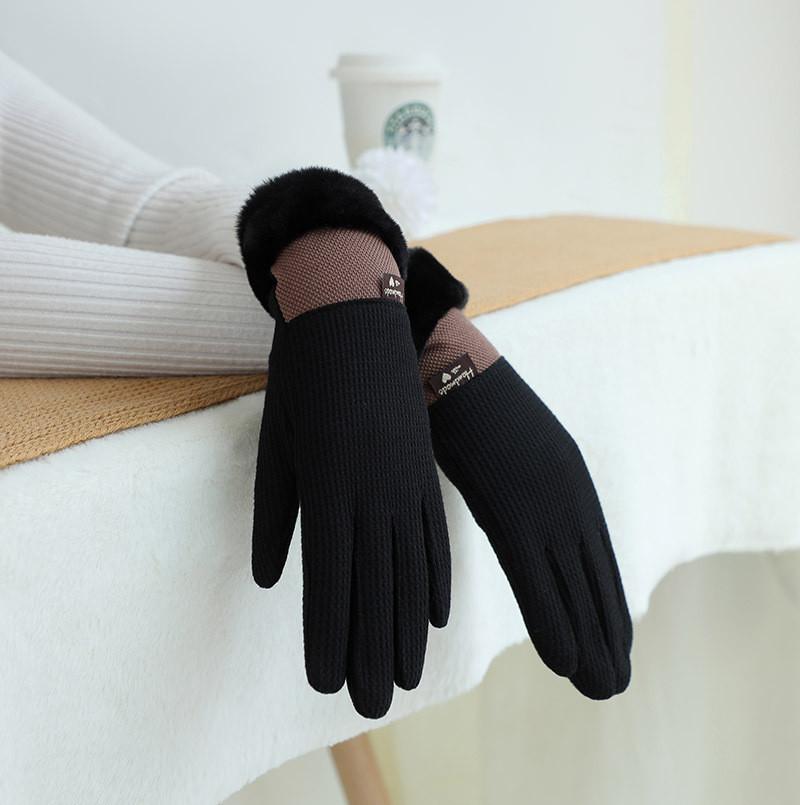 Snowflake Flannel Warm Gloves For Women With Touchscreen Functionality For Commuting