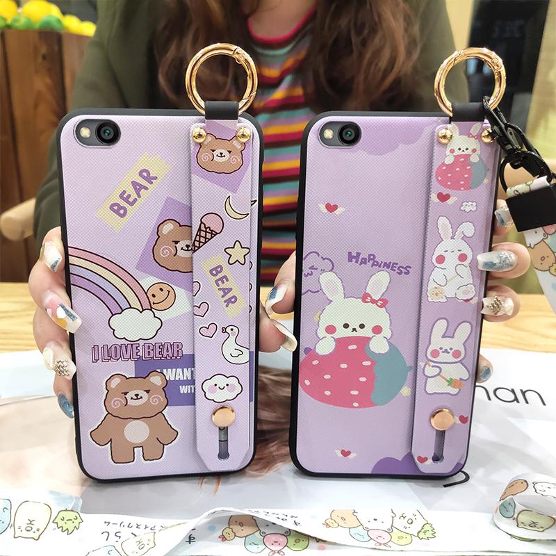 Lanyard Phone Holder Phone Case For Xiaomi Redmi GO Soft case Protective Shockproof Dirt-resistant Wristband Cute Ring