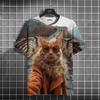 Cute Cat 3d Printed Summer Unisex Short Sleeve T-Shirt Creative Yet Personality O Collar Casual Comfortable Loose Top Shirt