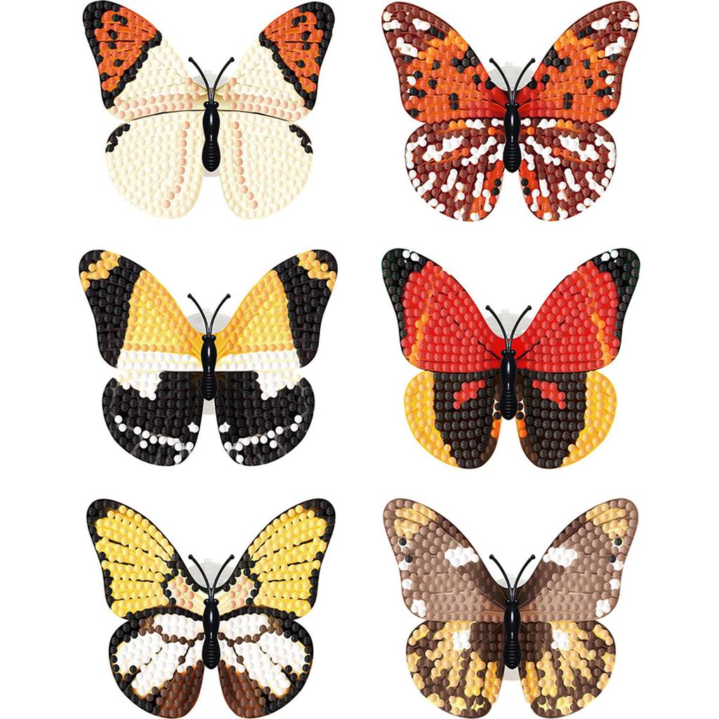 6 Pcs Butterfly DIY Creative Diamond Mosaic Sticker with Light DIY Decorative Stickers Making Kit for Arts and Crafts DIY Gifts