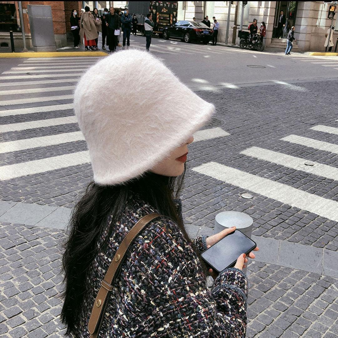 

Маленькая шляпа для лица женская осень и зима милая плюшевая шляпа-ведро с кроликом универсальная шляпа-ведро теплая шляпа-ведро тренд M（56-58cm）