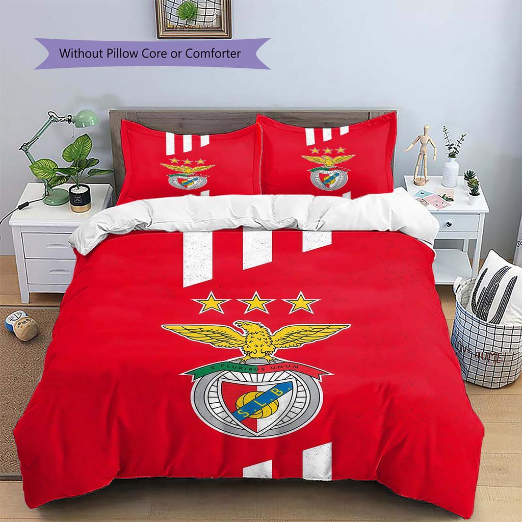 Sport Lisboa E Benfica Pattern Bedding Quilt Set  Home Decoration  Gift (1 * Duvet Cover + 2 * Pillowcase  Without Core)