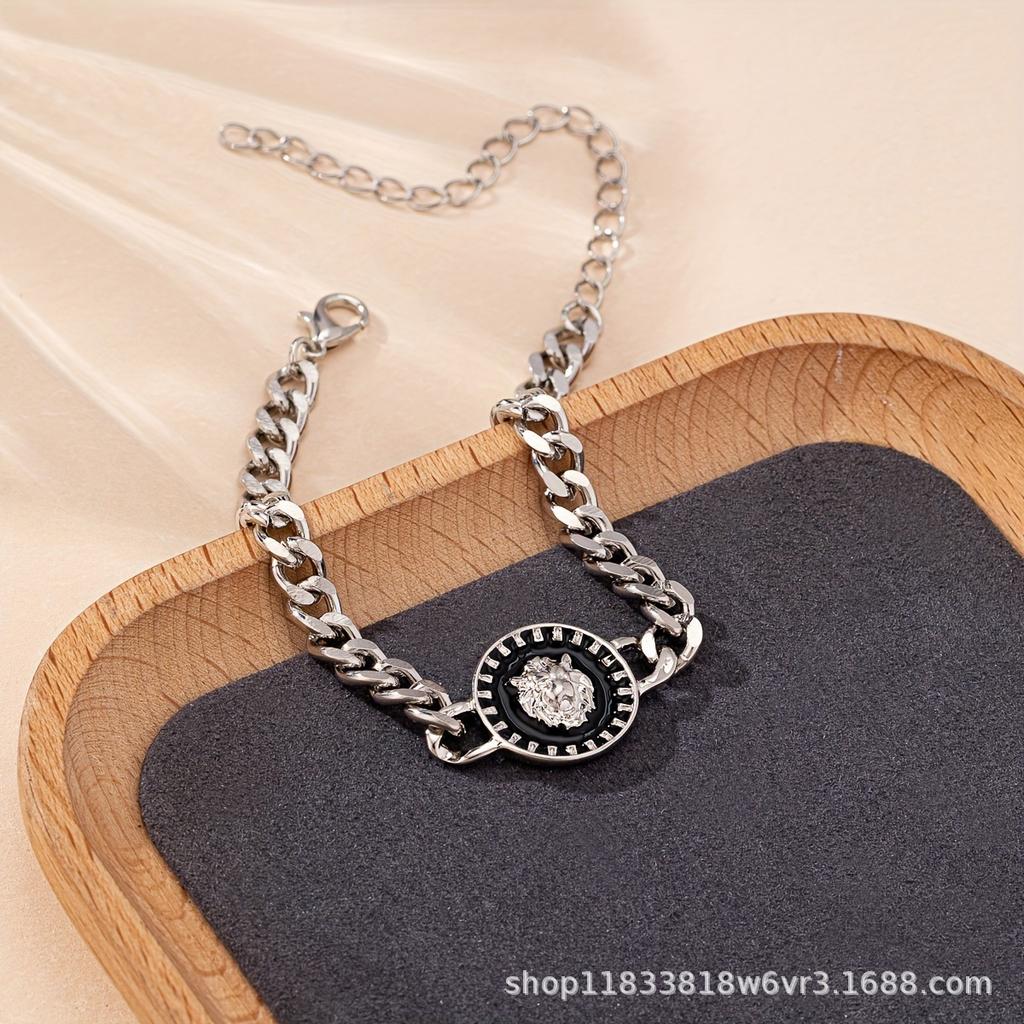 Acessórios Populares Pulseira Cabeça de Leão Personalidade Feminina Hip Hop Punk Style Pulseira da Moda
