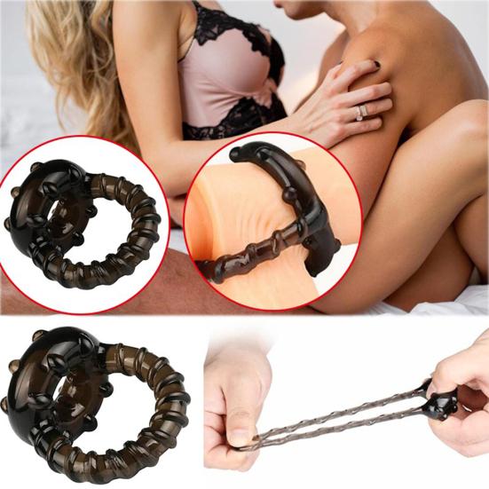 Delay Ring Soft Sexual Stimulation Dual Ring Men Male Time Delay Erection Cock Ring Massager Lover Sex Toy for Couple